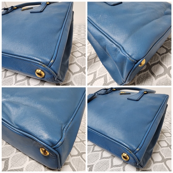 PRADA Saffiano Lux Small Double Zip Tote Blue - Picture 14 of 15